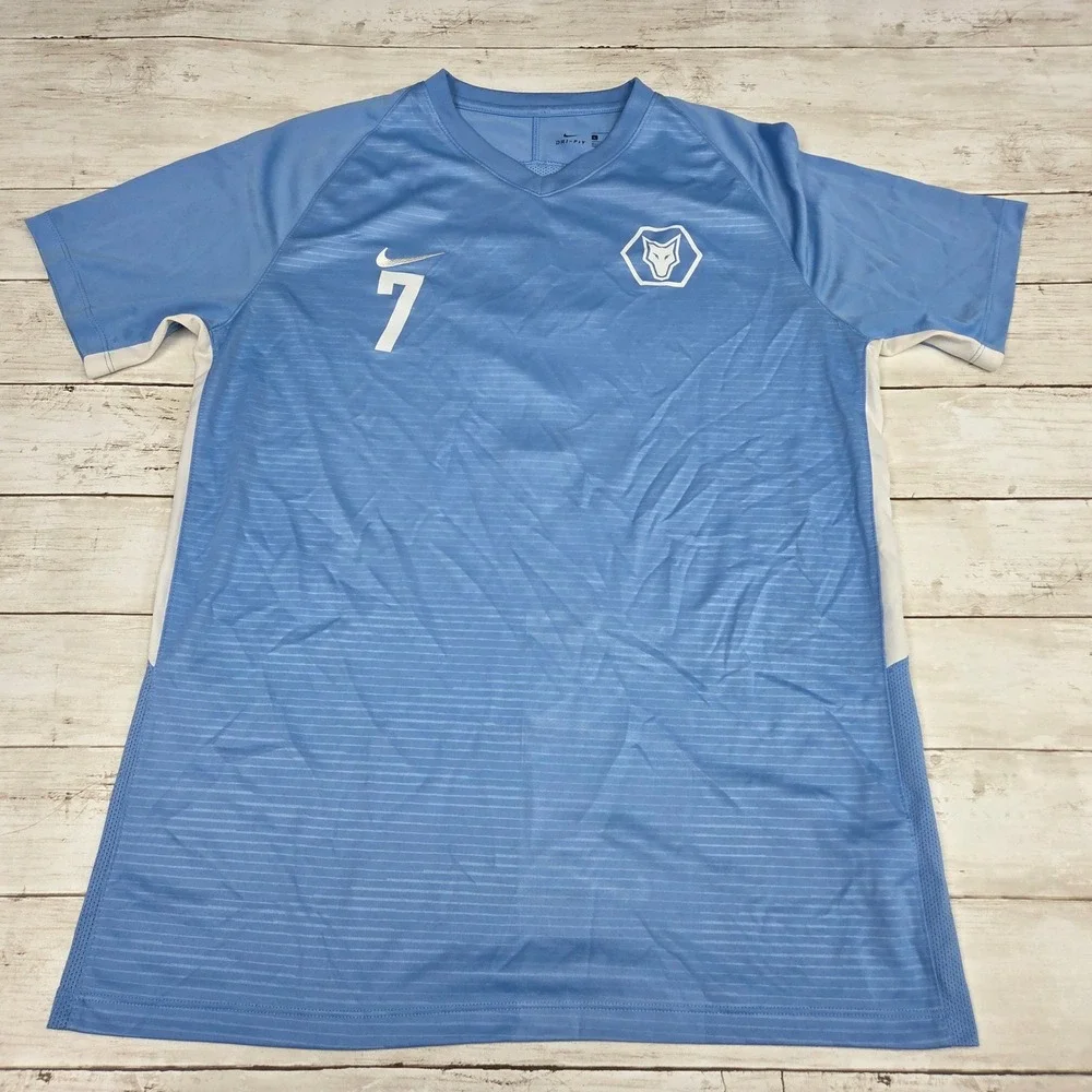 Nike Soccer Jersey Men Large Navy Blue Light Blue 894293 #7‎ Wolf Crest 7 Lot 2